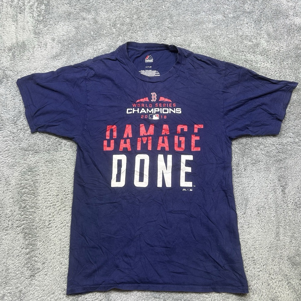 Boston Red Sox 2018 World Series Champions 'Damage Done' TShirt Men's S Blue MLB